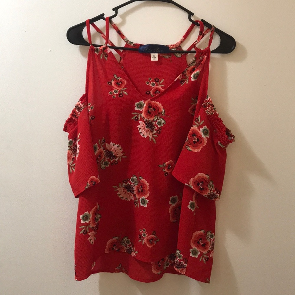 Off the shoulder, Red Floral Top